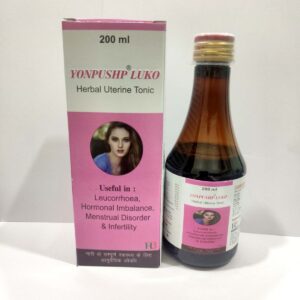 Yonpushp-Luko Ayurvedic syrup for leucorrhoea care, white discharge management, vaginal health, and women's wellness