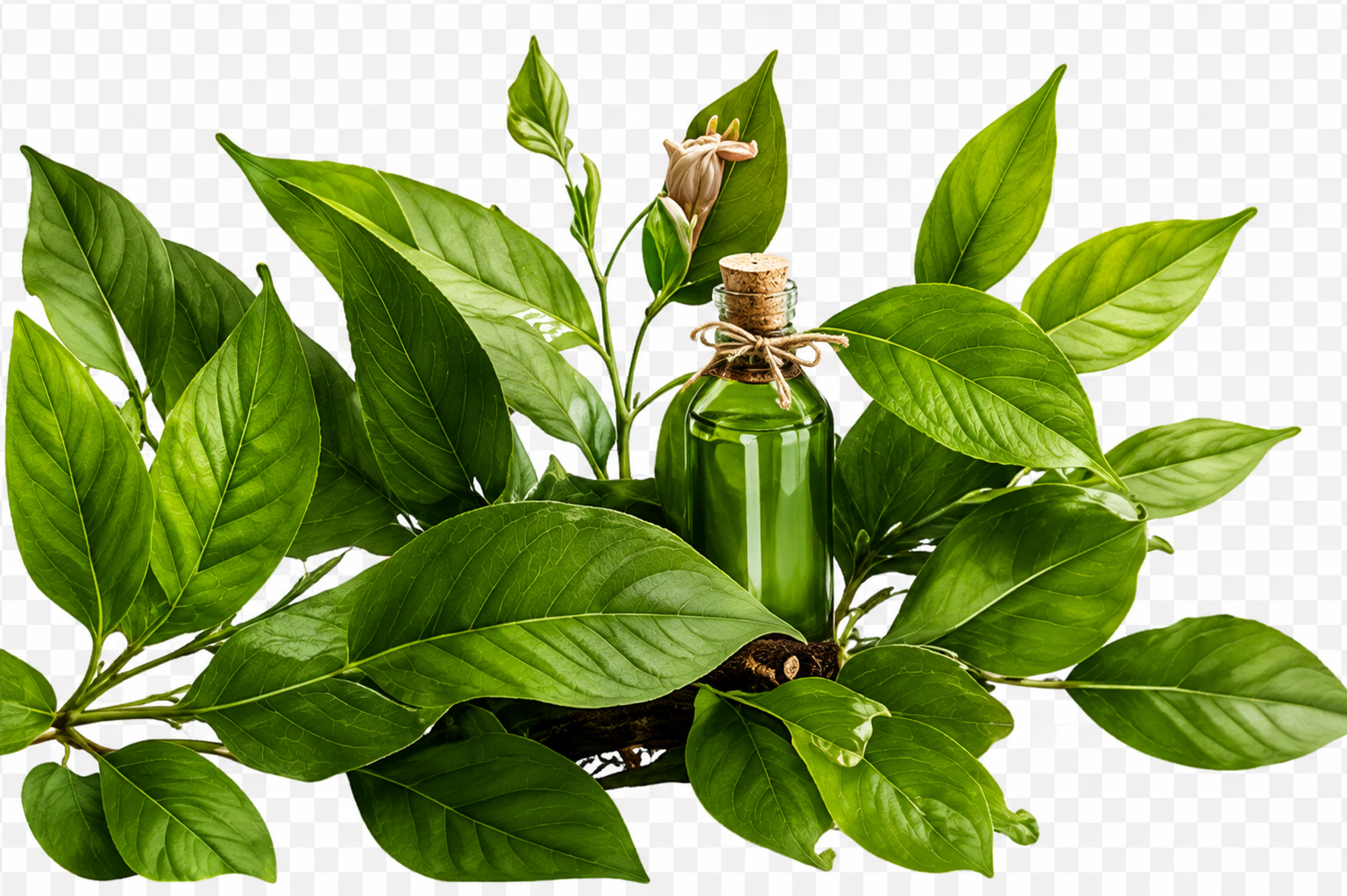Herbal leaves and natural healthcare ingredients